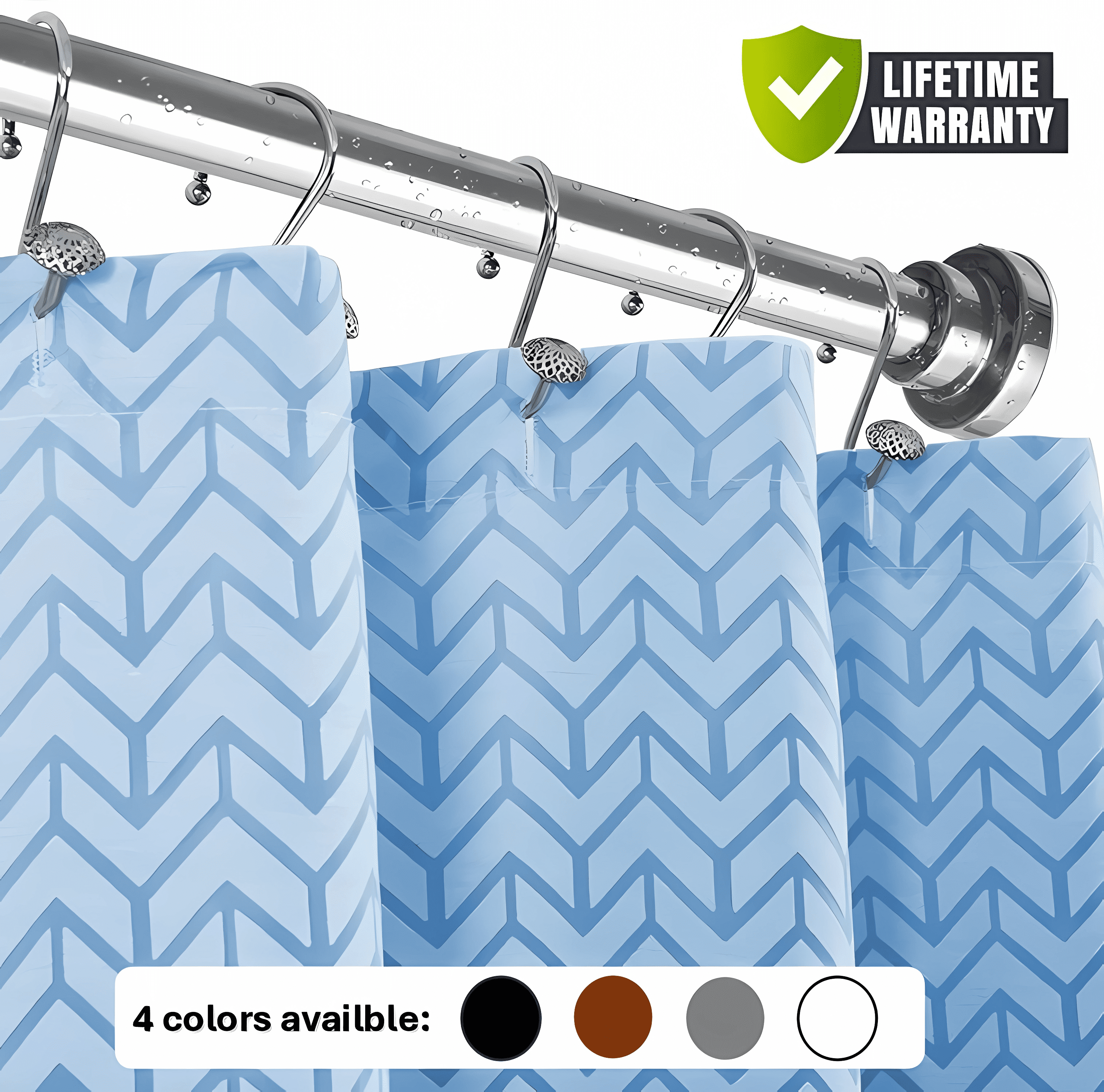 JDLiving Maxda Premium 43"- 72" Adjustable Rustproof Straight Tension Shower Curtain Rod- No Drill