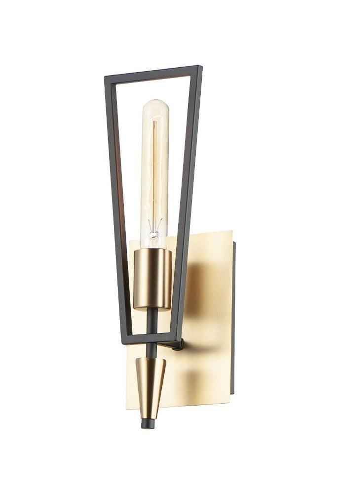 Geometric Wings Black and Satin Brass Dimmable Wall Sconce