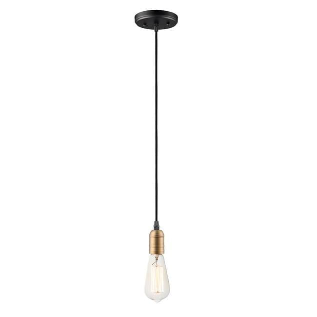 Maxim 12121BKAB 3.25 in. Early Electric 1-Light Pendant, Black & Antique Brass