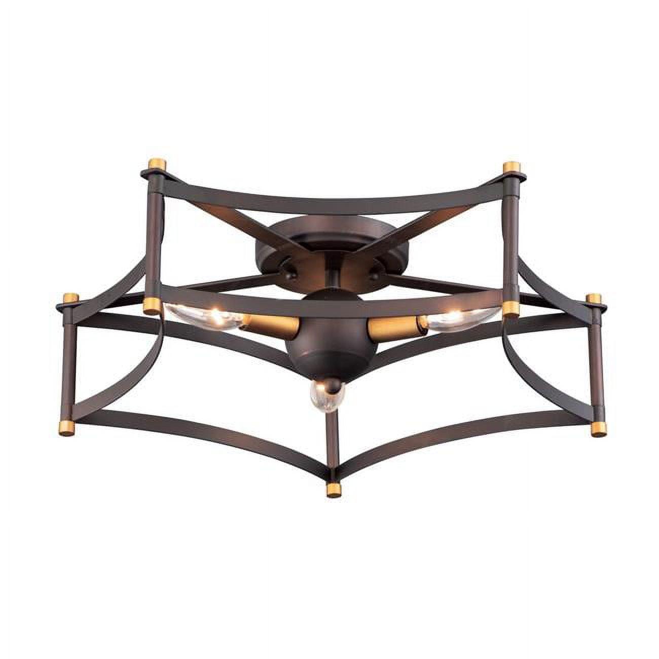 Wellington Oil-Rubbed Bronze & Antique Brass 3-Light Flush Mount Ceiling Light