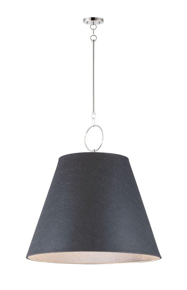 30" Polished Nickel Drum Pendant Light with Fabric Shade