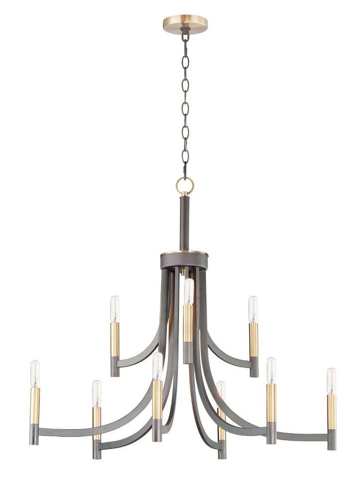 Lyndon Mid-Century 9-Light Bronze & Antique Brass Chandelier