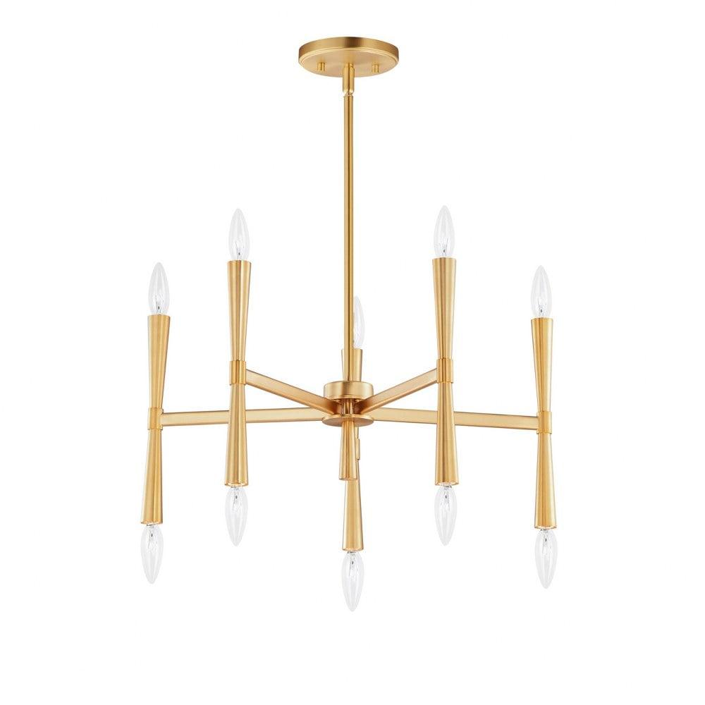 Satin Brass 10-Light Taper Candle Chandelier