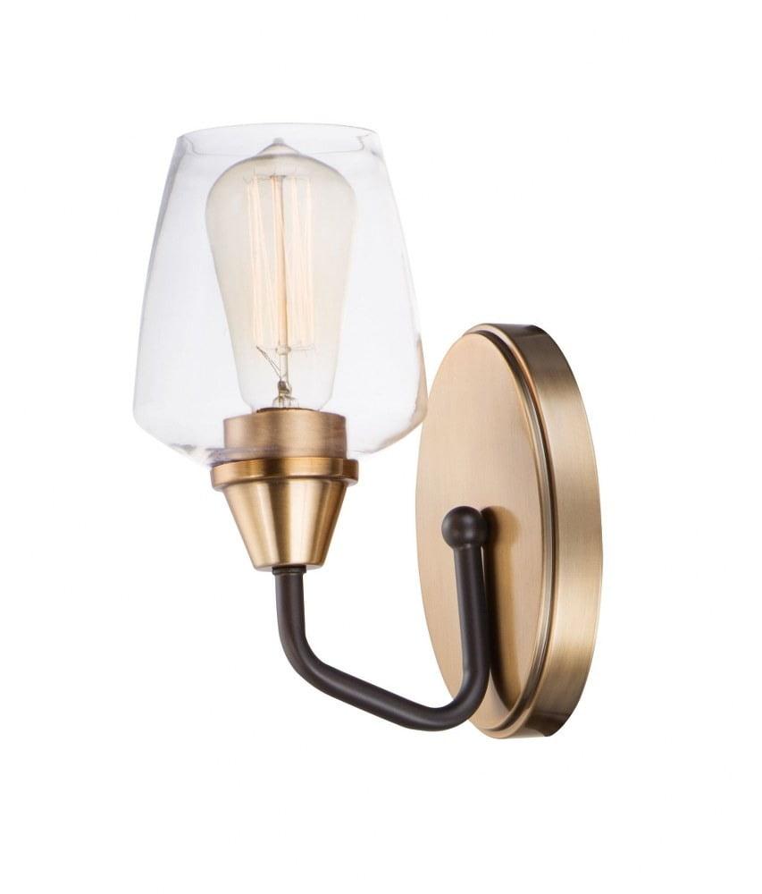 Elegant Two-Tone Brass and Bronze Dimmable Wall Sconce