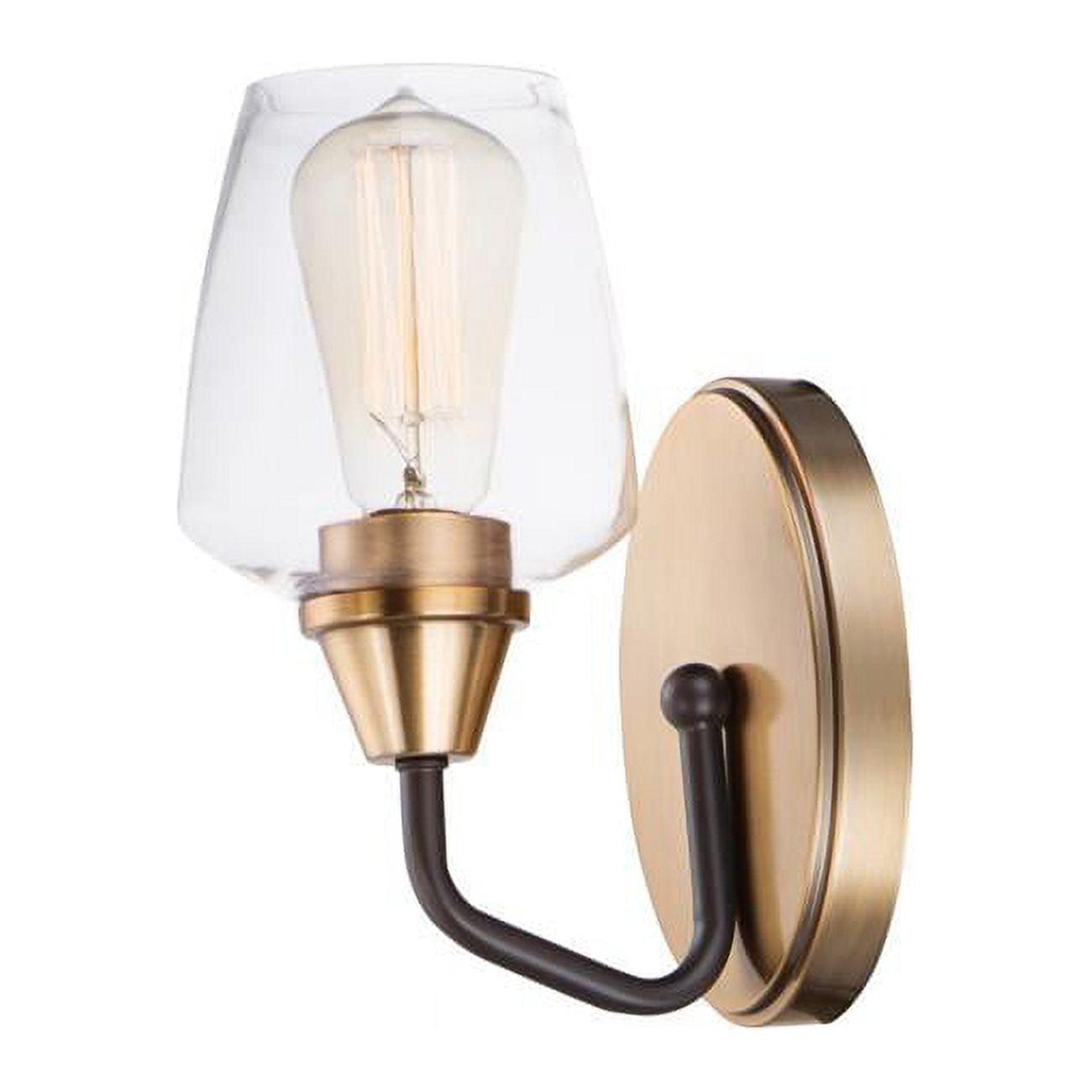 Elegant Two-Tone Brass and Bronze Dimmable Wall Sconce