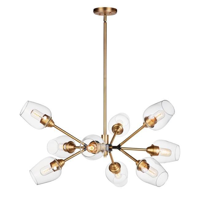 Maxim 26345CLABBK 37 in. Savvy 9 Light Antique Brass & Black Chandelier Ceiling Light