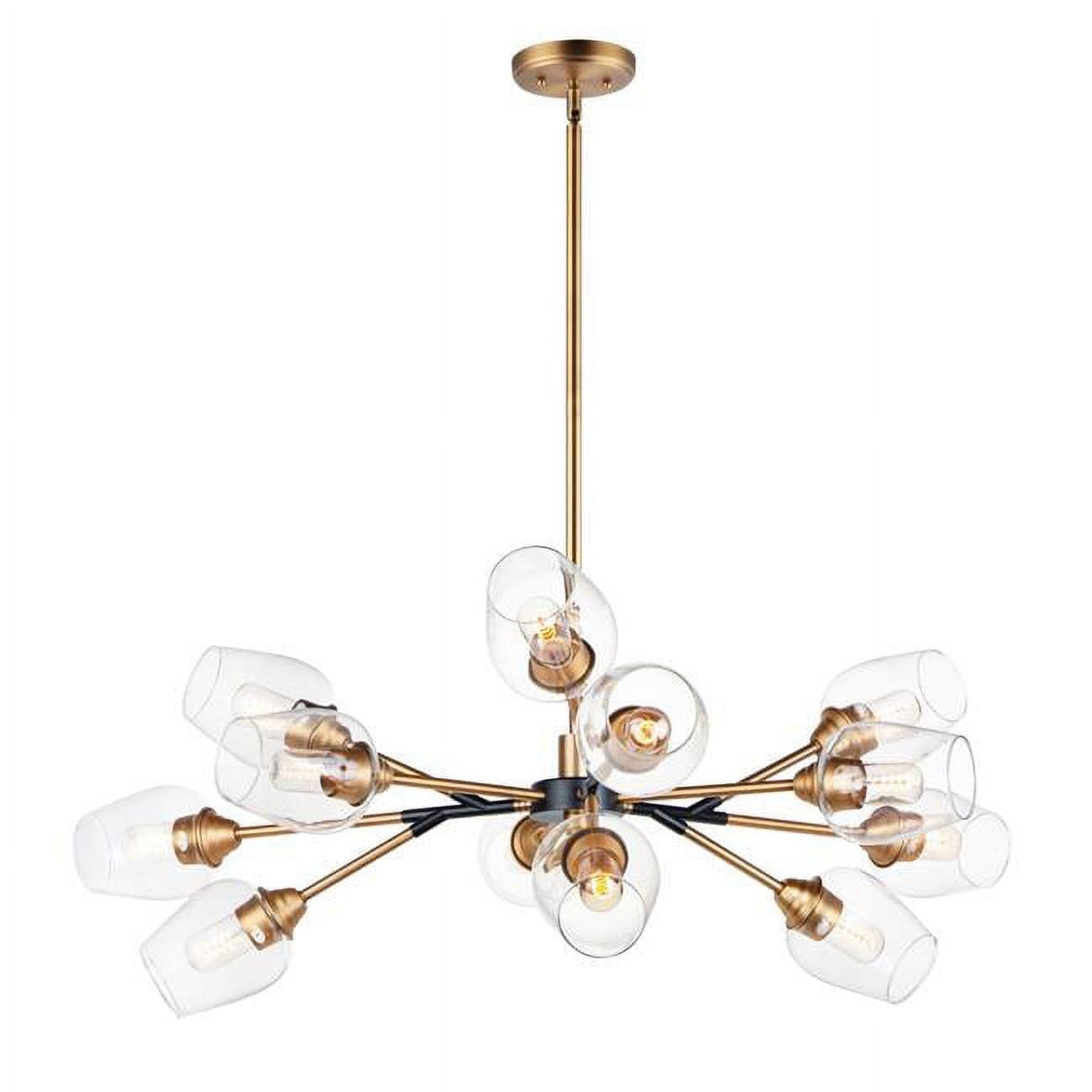 Maxim Lighting Savvy 12 - Light Chandelier in  Antique Brass/Black