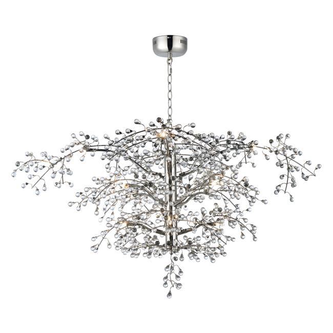 Cluster Polished Nickel and Clear Glass LED Chandelier