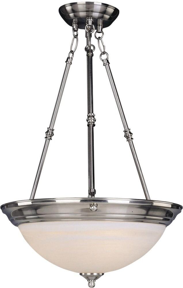 Satin Nickel 3-Light Inverted Bowl Pendant with Marble Glass Finish