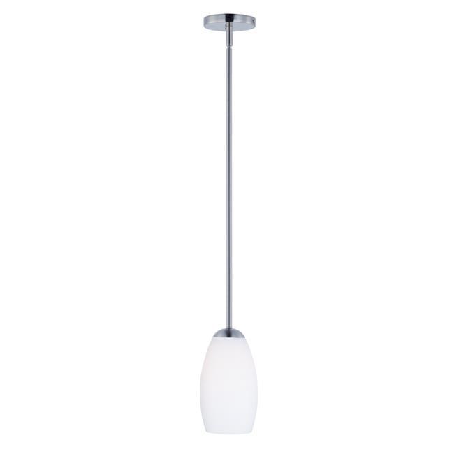 Satin Nickel Mini Pendant with Opal Glass Shade