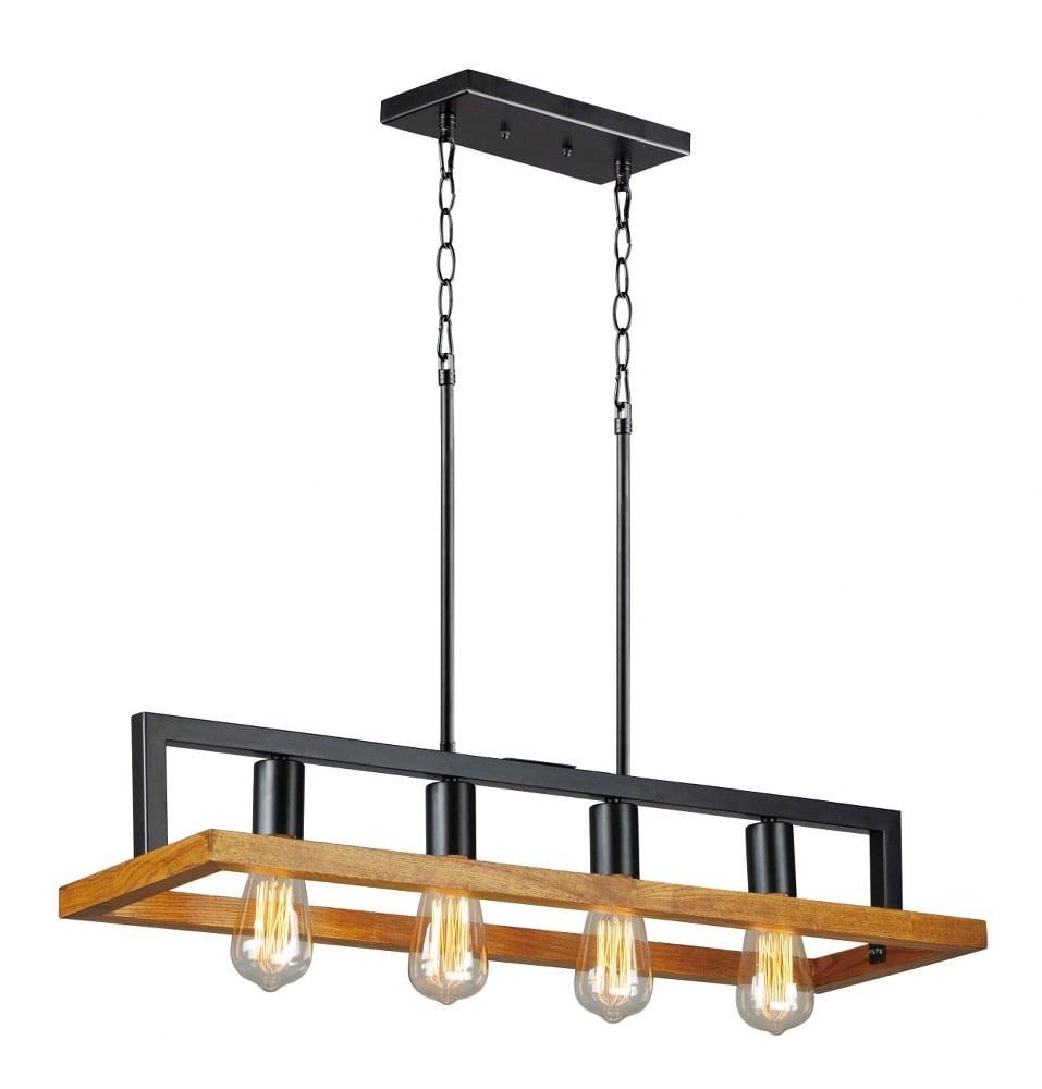 Black Ashbury 4-Light Wood and Metal Chandelier