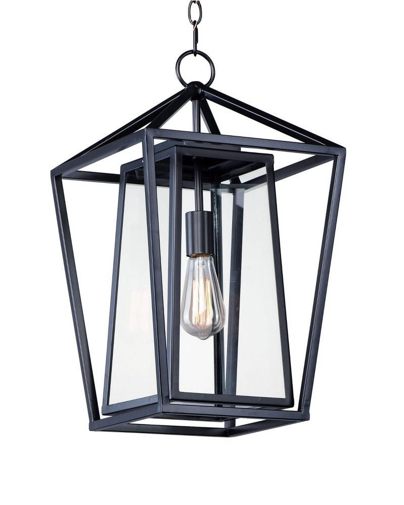 Elegant Artisan 12" Black Steel Outdoor Hanging Lantern with Clear Glass