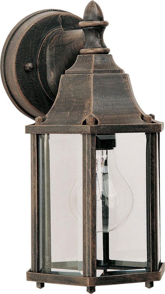 Rust Patina Bronze Outdoor Wall Lantern with Clear Glass