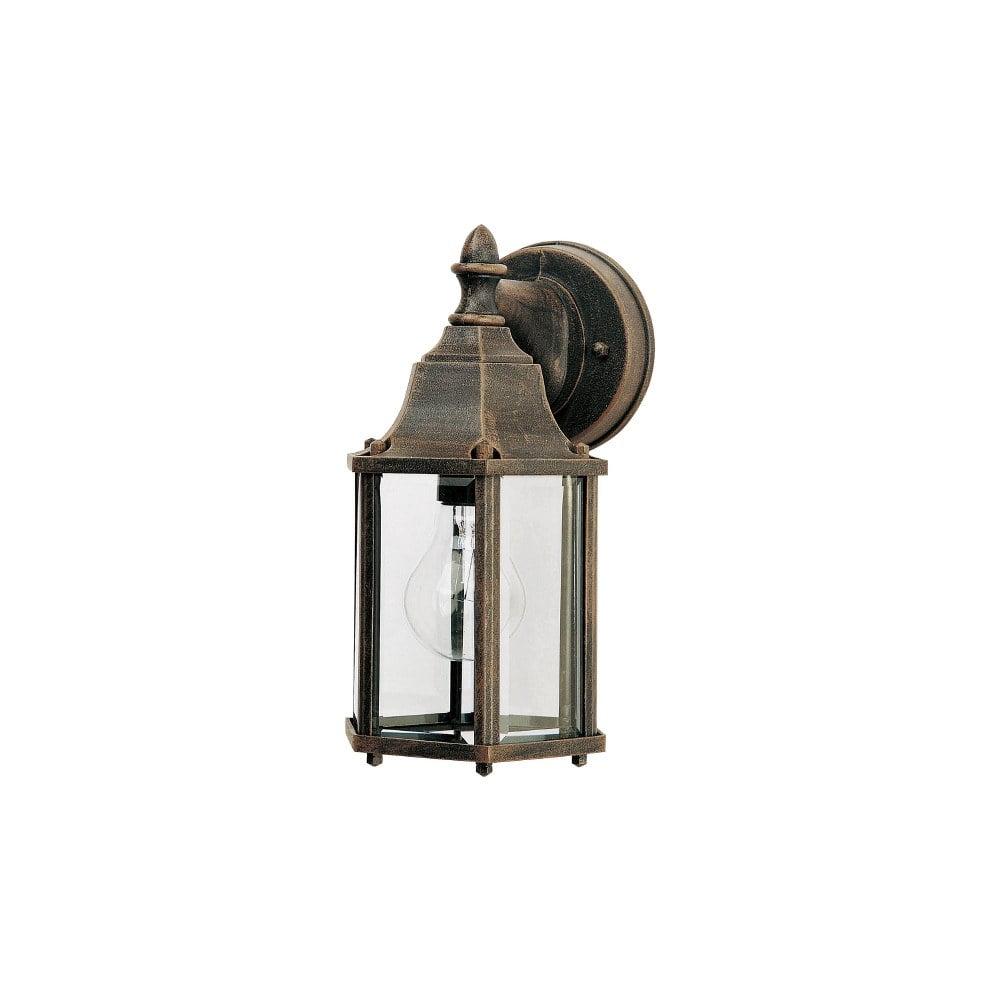 Rust Patina Bronze Outdoor Wall Lantern with Clear Glass