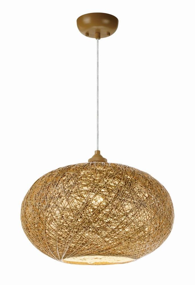 Bali Natural & White Hemp String Dual-Shade Pendant Light