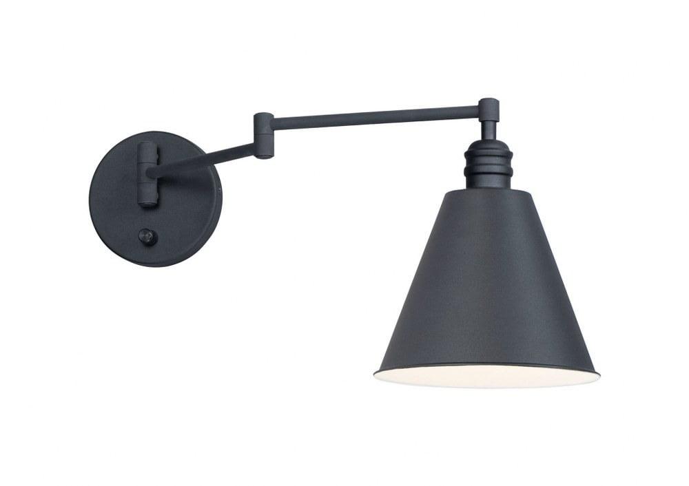 Library Classic Black Steel 1-Light Swing Arm Wall Sconce