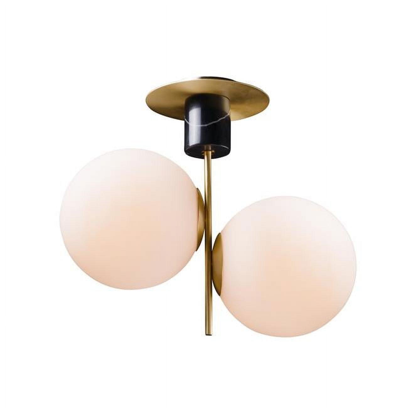 Scandinavian Mid-Century Modern Satin Brass & Black Globe Ceiling Light