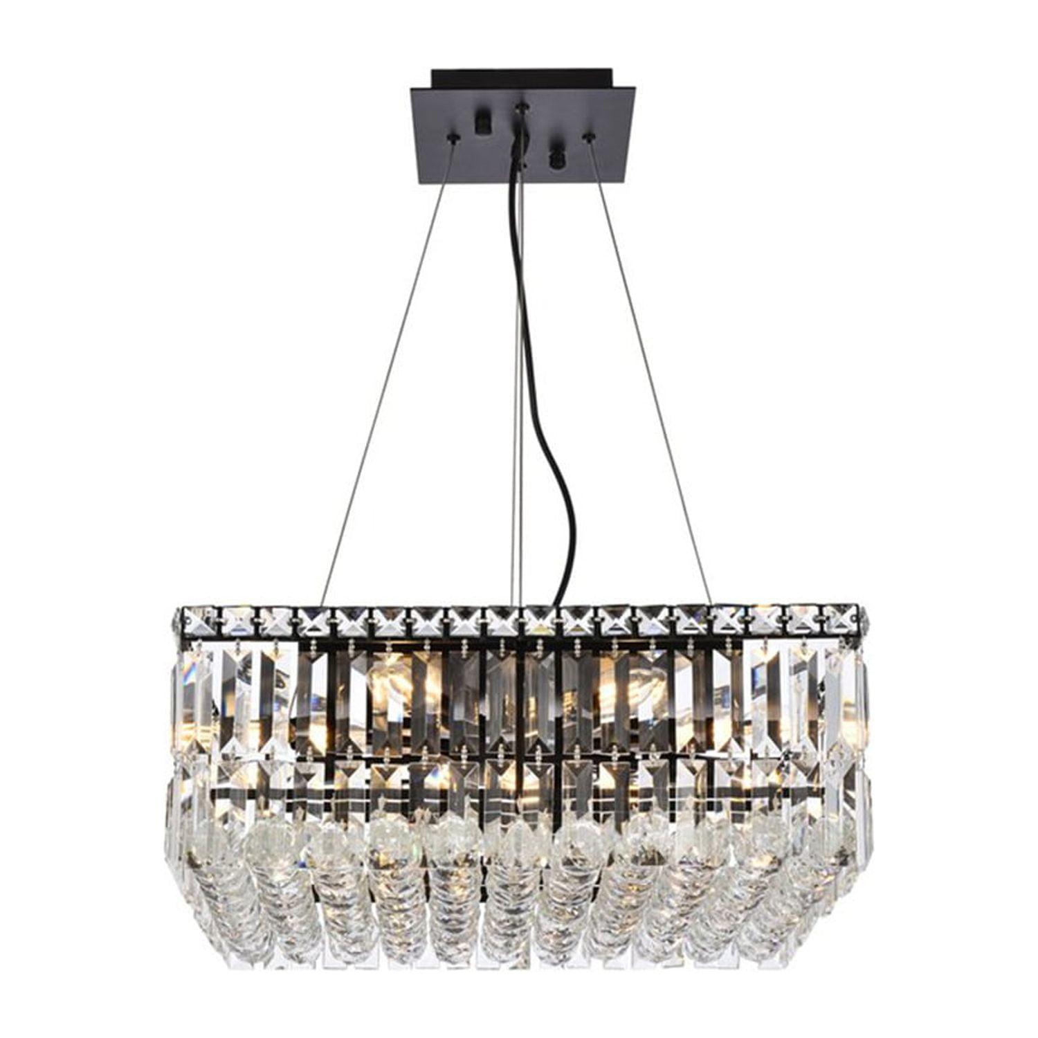 Maxime 20-Inch Black Metal and Crystal Chandelier