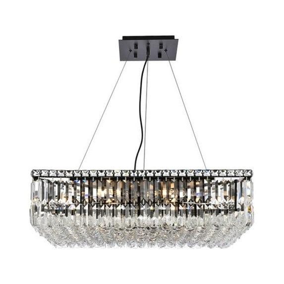 Elegant Lighting Gabe 1-Light Pendant in Black with Seeded Glass Cylinder