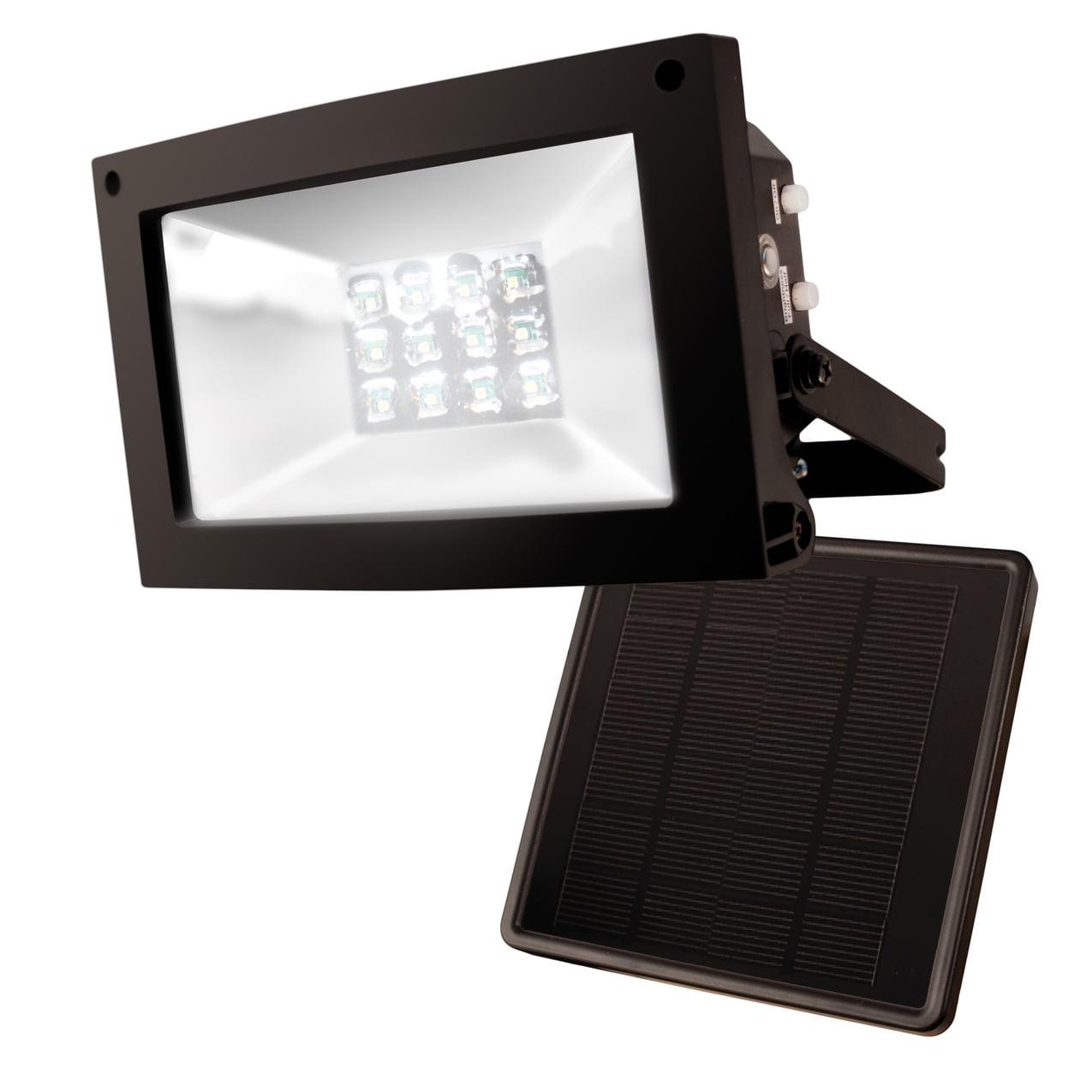 Black Solar-Powered LED Dusk-to-Dawn Security Flood Light