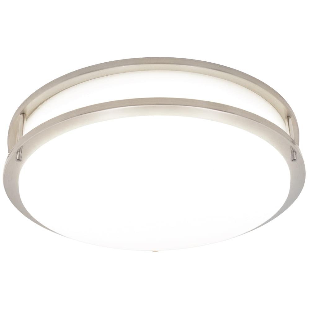 Satin Nickel 14" LED Flush Mount Ceiling Light, Dimmable, 2100 Lumens