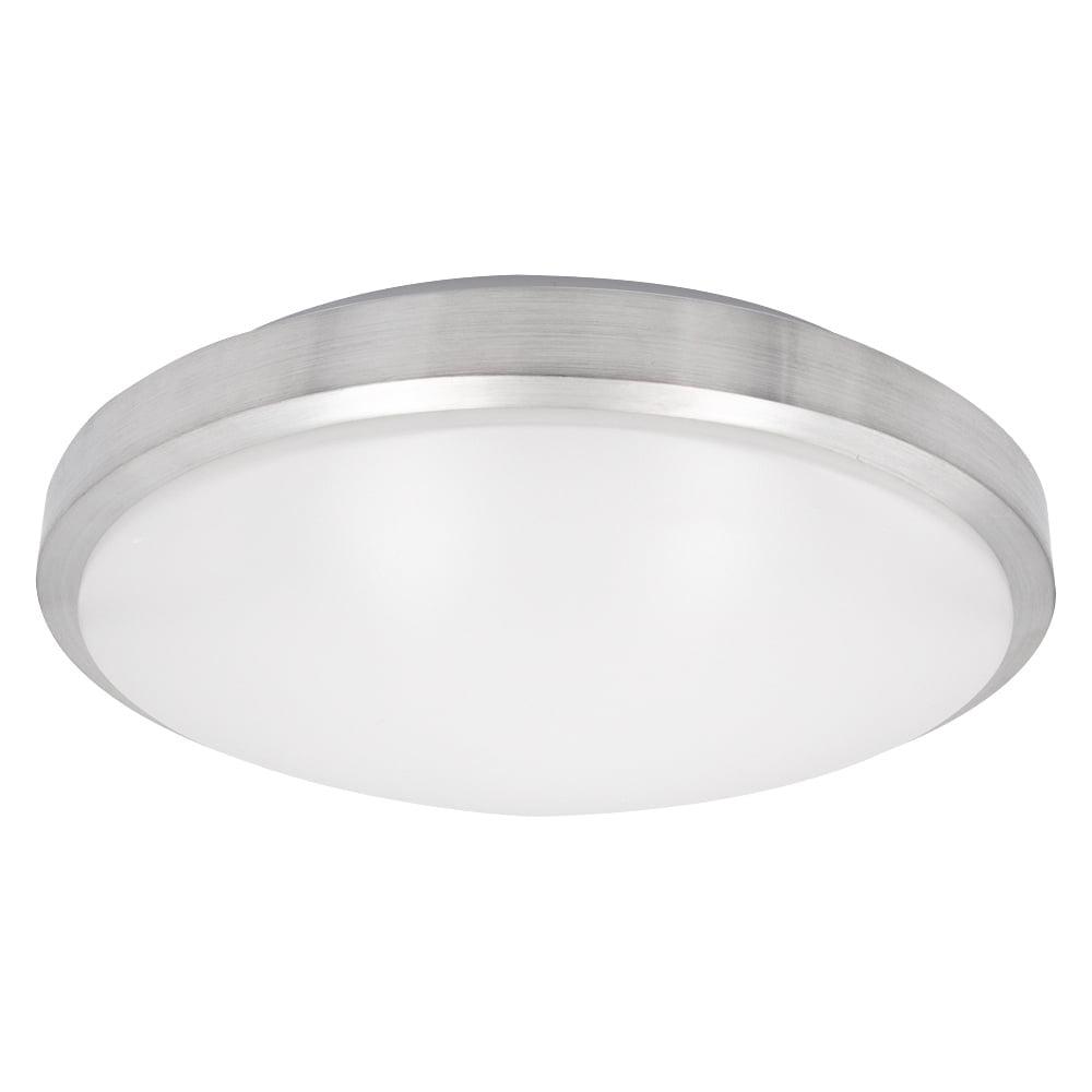 Maxxima 14 in. LED Round Flush Mount Ceiling Light Fixture, Brushed Aluminum Trim, Dimmable, 3000K Warm White, 1600 Lumens