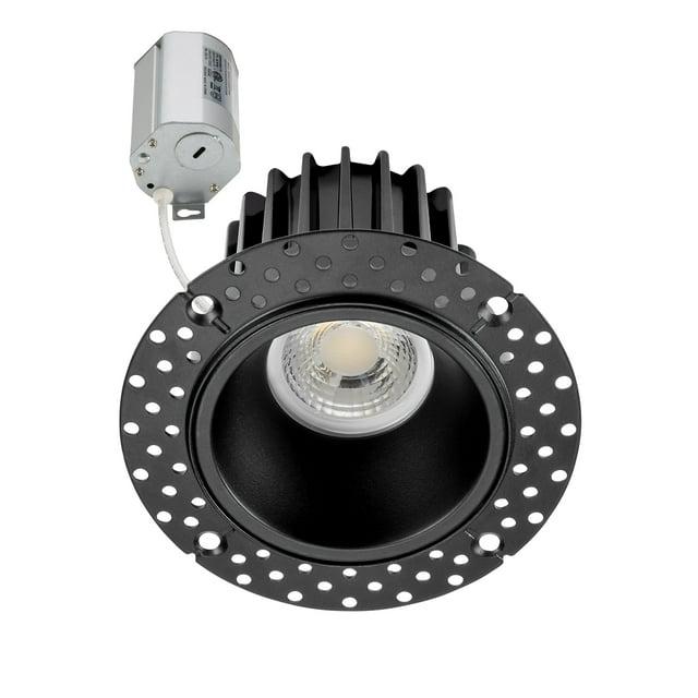 Maxxima 2 in. Trimless Slim Round Recessed Anti-Glare LED Downlight, Black, Canless IC Rated, 600 Lumens, 5 CCT 2700K-5000K