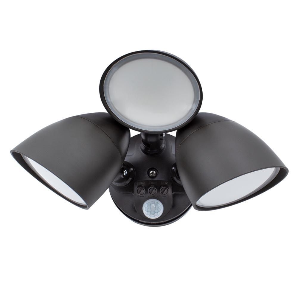 Brown 3-Head LED Outdoor Security Flood Light with Motion Sensor