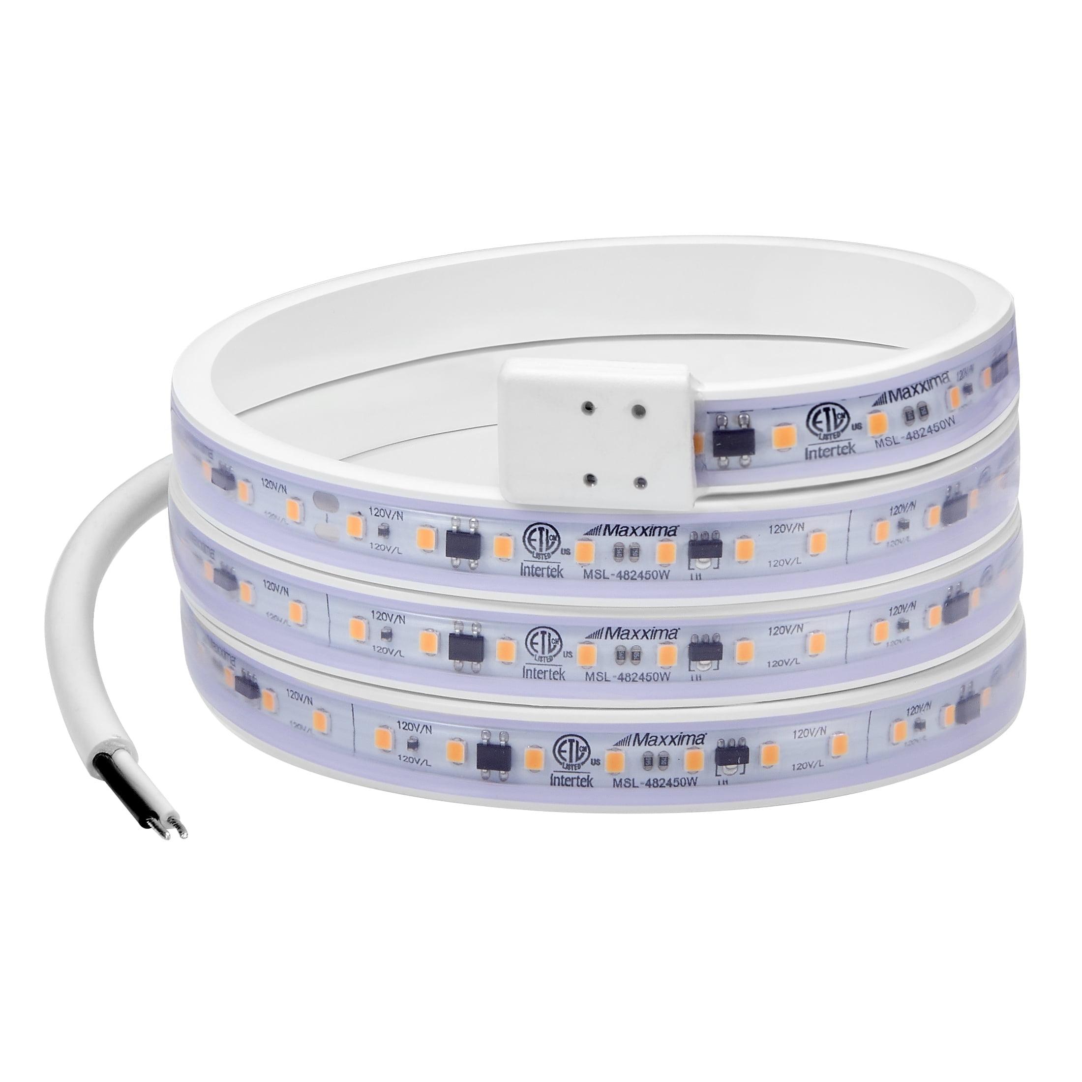 Maxxima 48 in. LED Under Cabinet Strip Light, Hardwired, 1840 Lumens, 3000K Warm White, 120V