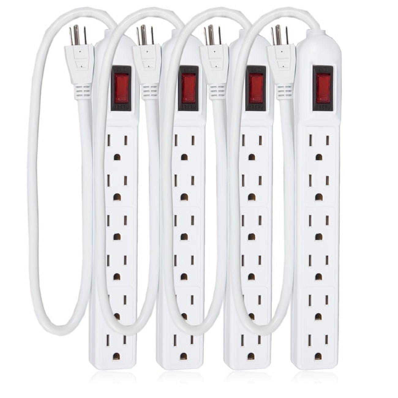 Maxxima White 6-Outlet Power Strip Surge Protector 4-Pack