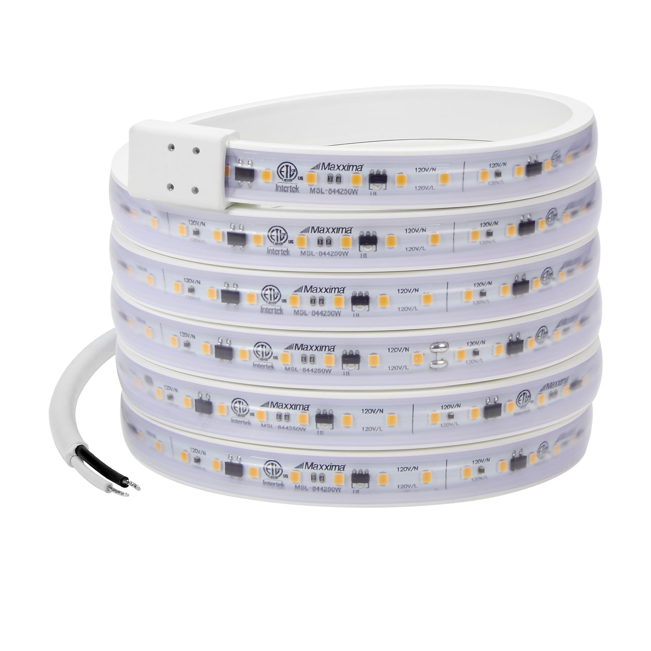 Maxxima 84 in. LED Under Cabinet Strip Light, Hardwired, 3220 Lumens, 3000K Warm White, 120V White Cove Light