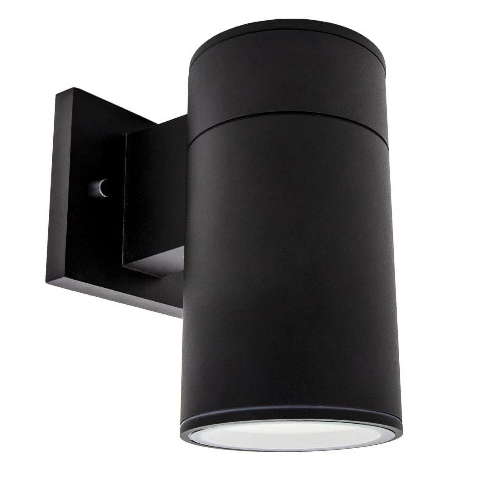 Modern Black Aluminum Cylinder Wall Sconce with Dusk to Dawn Sensor