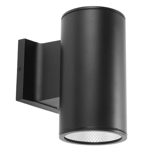 Maxxima Cylinder LED Outdoor Wall Light, Modern Wall Wash, 12 Watt, 1050 Lumens, 5 CCT 2700K/3000K/3500K/4000K/5000K, Dusk to Dawn Photocell Sensor, Exterior Garage, Patio, or Porch Lighting, Black