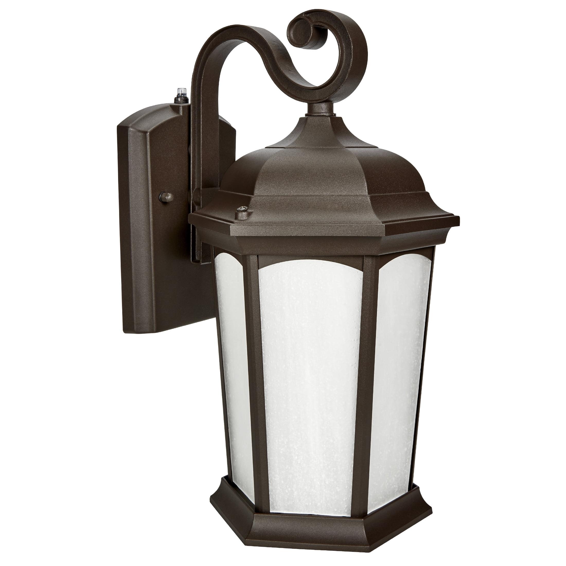 Bronze Matte Outdoor LED Lantern Sconce with Frosted Glass