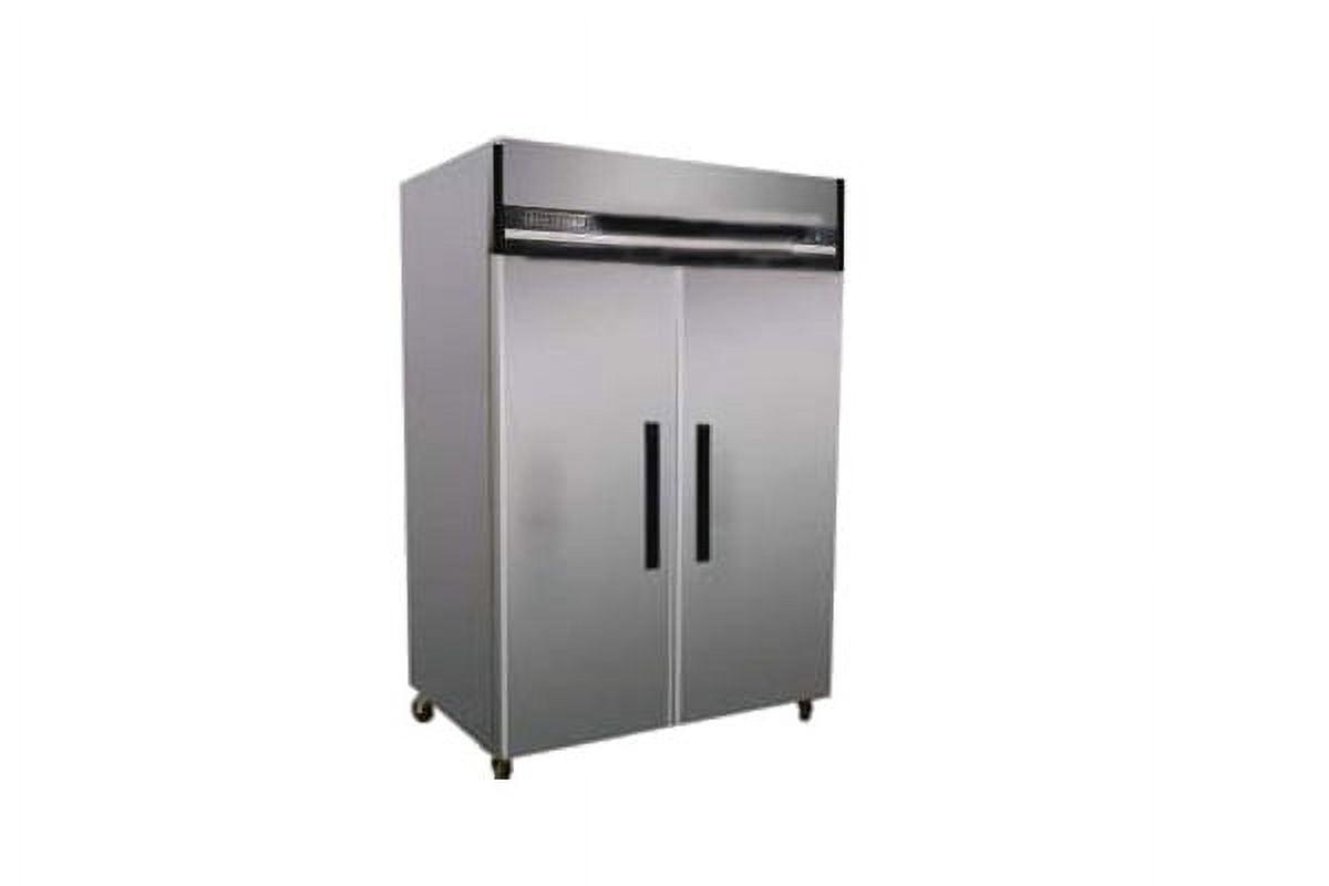 Stainless Steel Double-Door Commercial Refrigerator with Black Handles