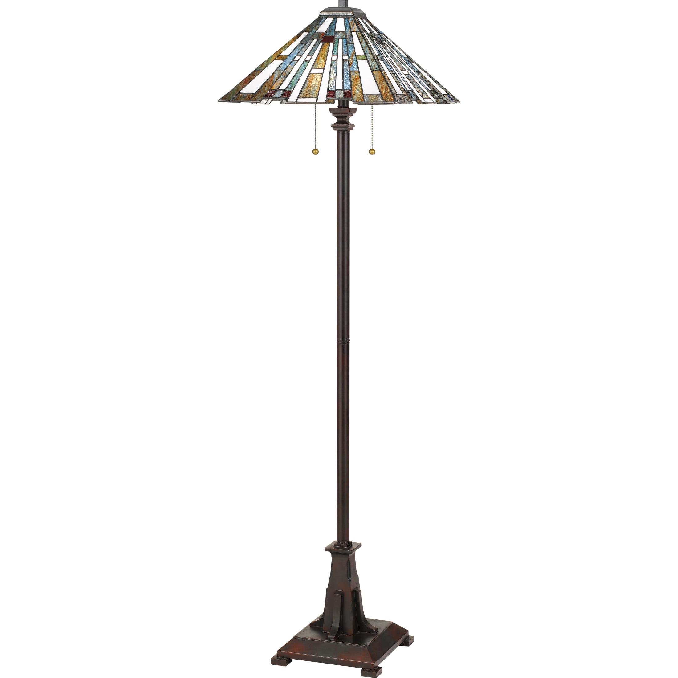 Valiant Bronze Tiffany-Style Stained Glass Floor Lamp
