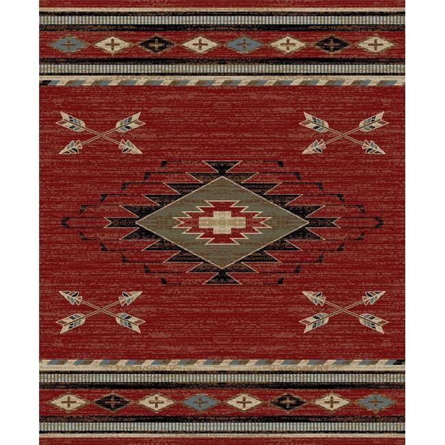 Red Rectangular Synthetic Southwestern Area Rug, 7'10" x 9'10"