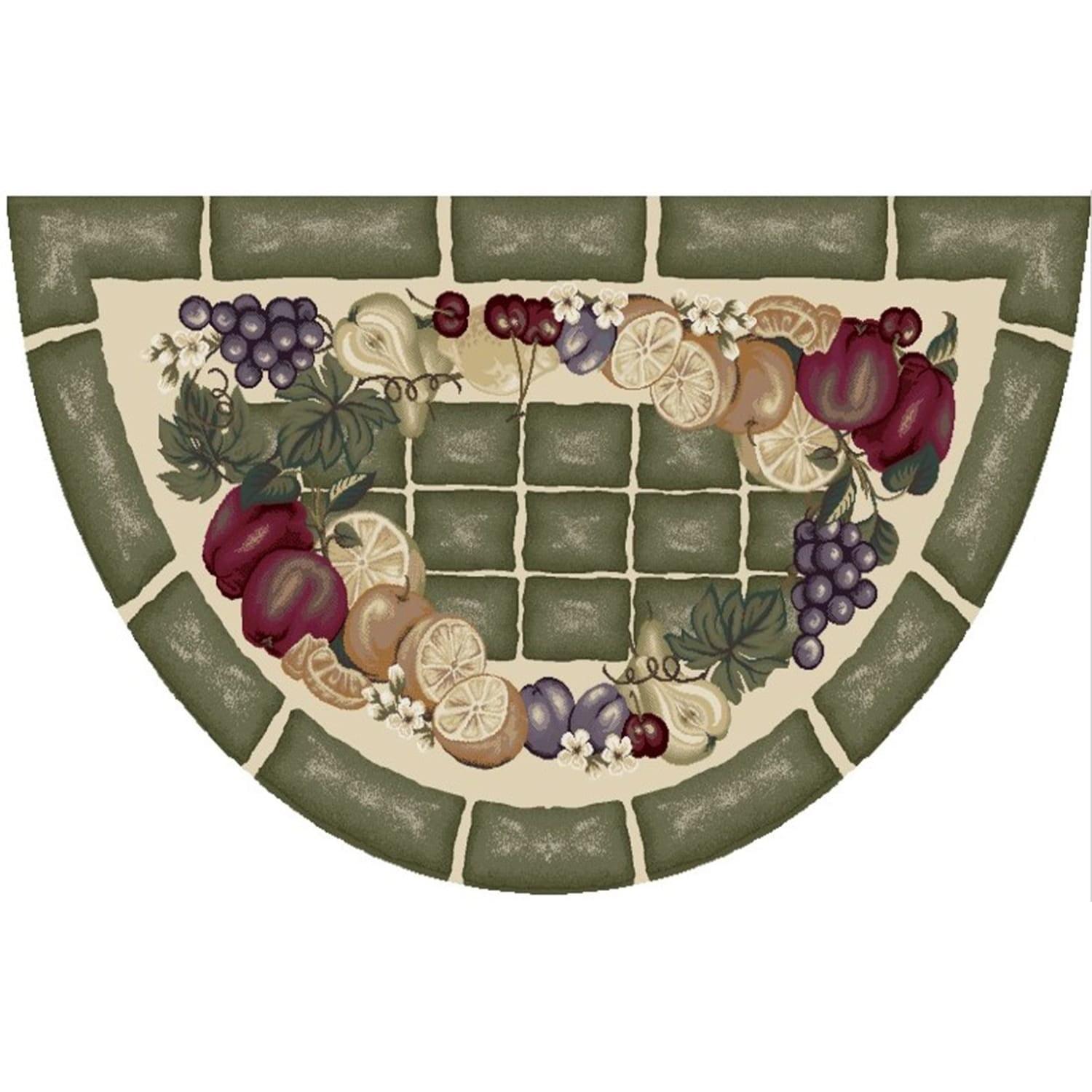 Mayberry Rug Cozy Cabin Fruitful Harvest Nylon Washable Accent Rug 19"x31" - Sage