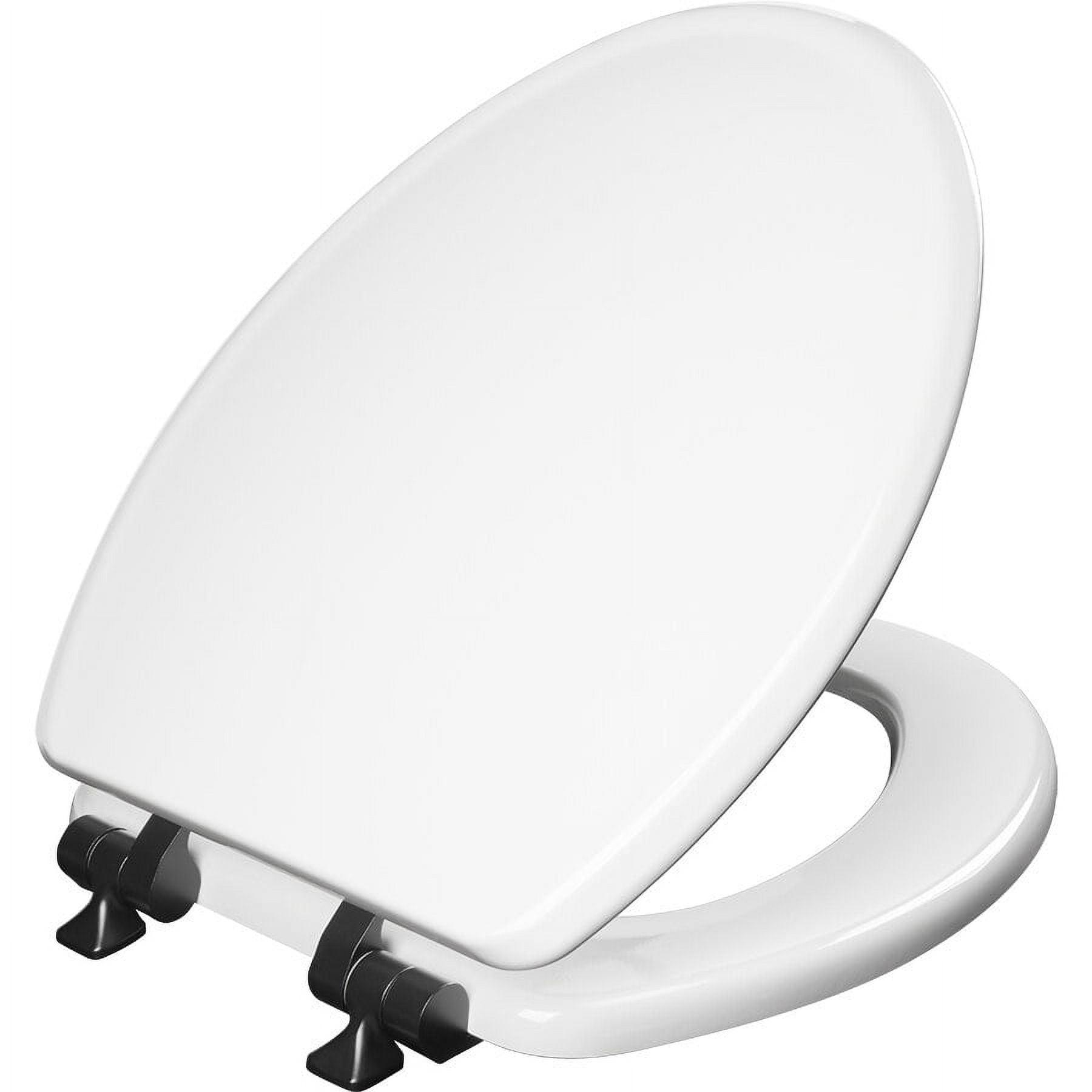 Mayfair by Bemis 7M1826MBSL 000 Bennett Toilet Seat with Metal Hinges, Slow Close Wood Seat, Easy Install, Elongated, White