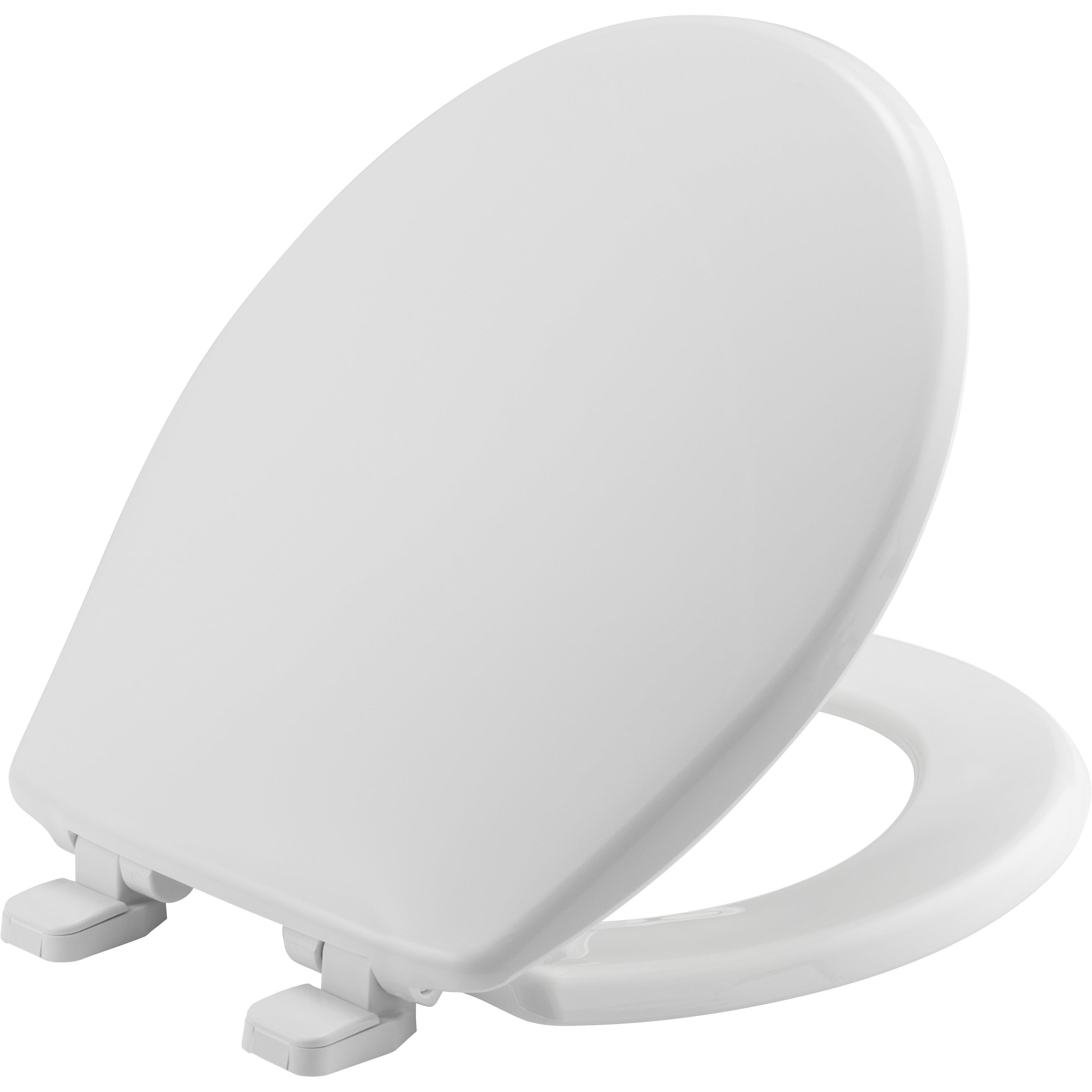 White Round Slow Close Plastic Toilet Seat with STA-TITE System