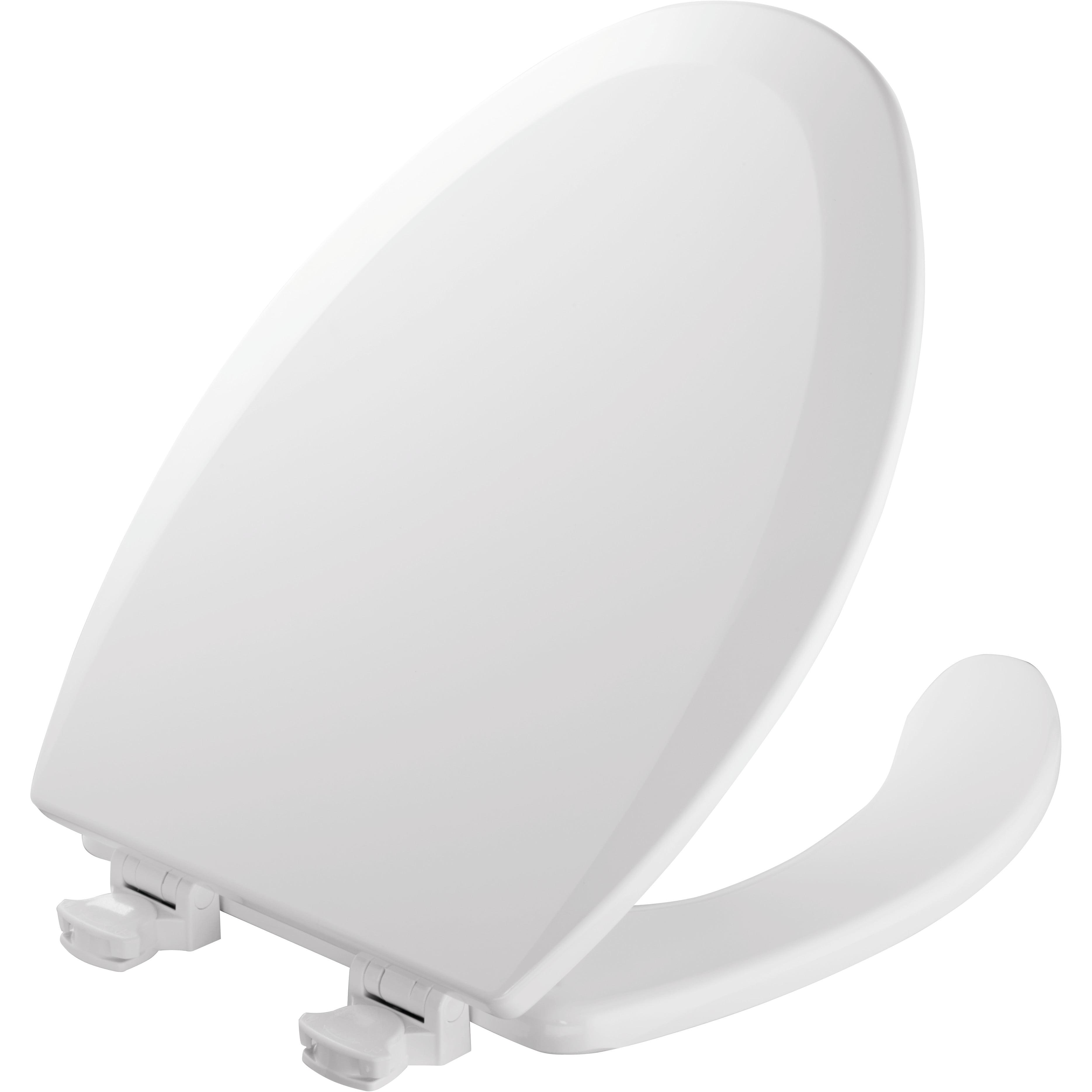 18440EC Open Front Toilet Seat, Never Loosens, Easily Remove for Cleaning, ELONGATED, Wood, White