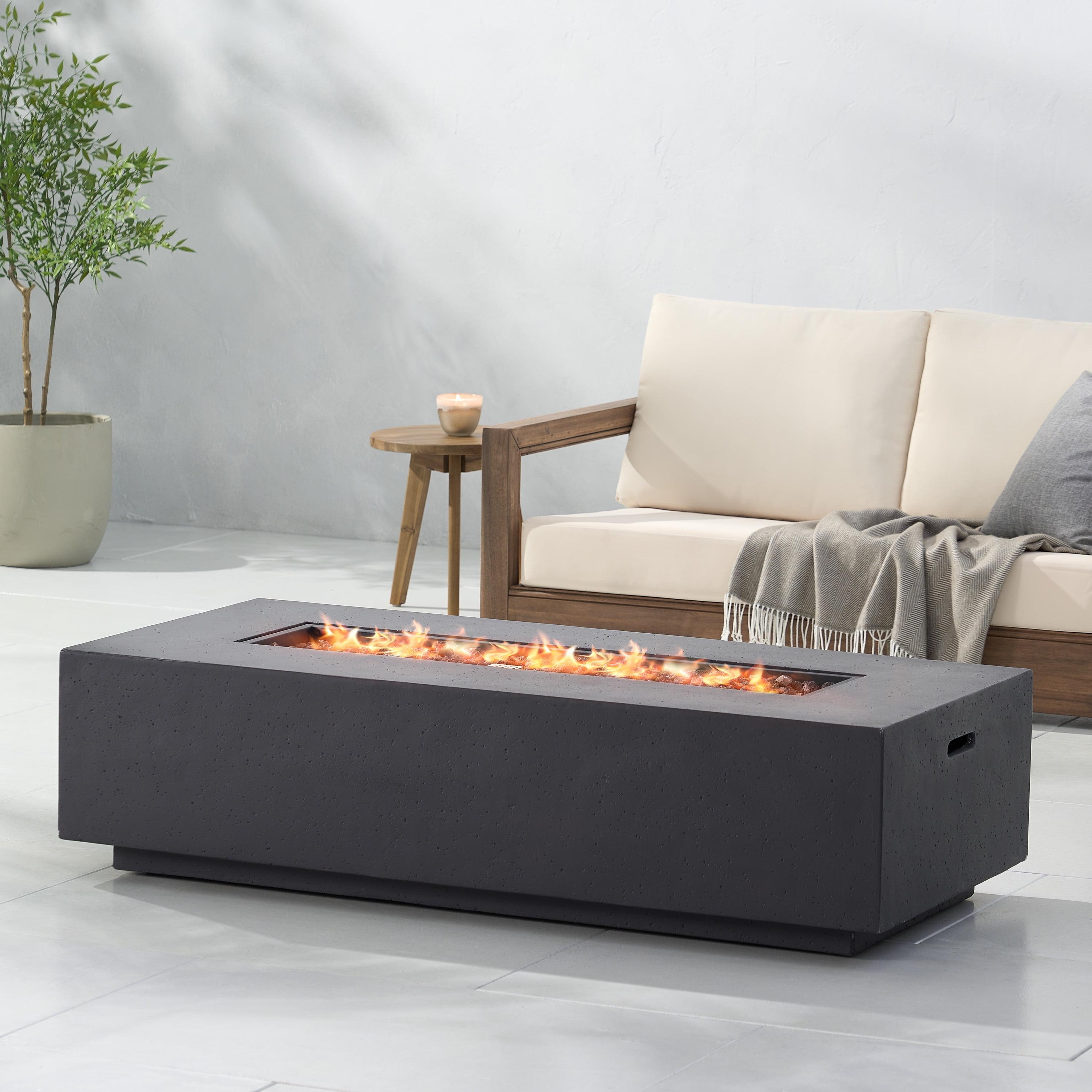 Mayfair Dark Gray Concrete Rectangular Outdoor Fire Pit