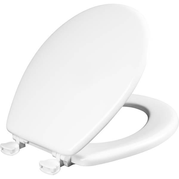 Mayfair by Bemis 7M1826NISL 000 Bennett Toilet Seat with Metal Hinges, Slow Close Wood Seat, Easy Install, Elongated, White
