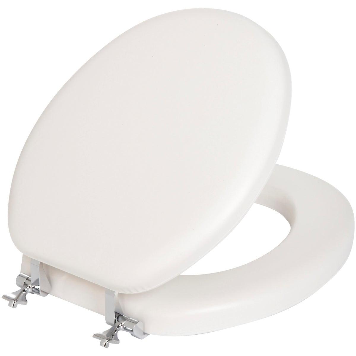 Mayfair 815CP Padded Toilet Seat with Chrome Hinges that will Never Loosen, ROUND, White