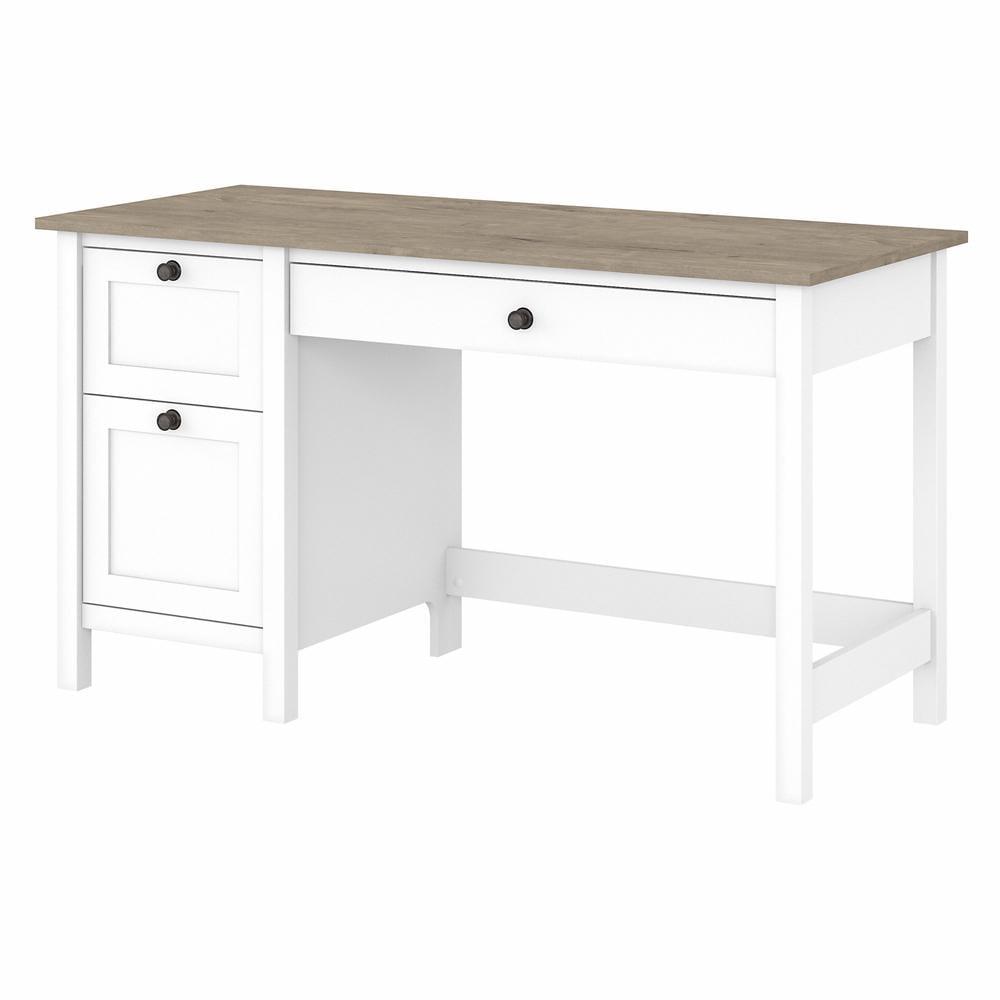 54W Mayfield Computer Desk with Drawers Shiplap Gray/Pure White - Bush Furniture: Home Office Workstation