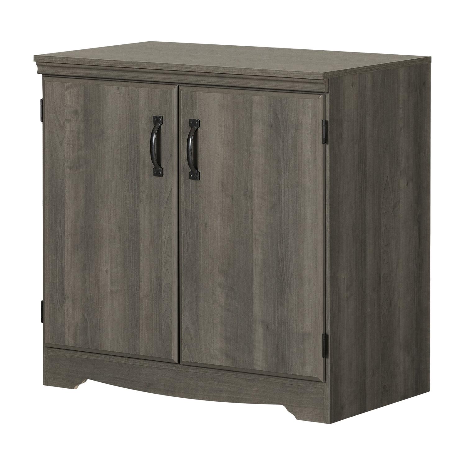 Gray Maple Freestanding Storage Cabinet with Adjustable Shelving