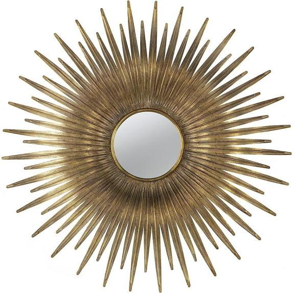 28 Inch Round Wall Mirror - Gold Sunburst Accent Mirror for Living Room Decor
