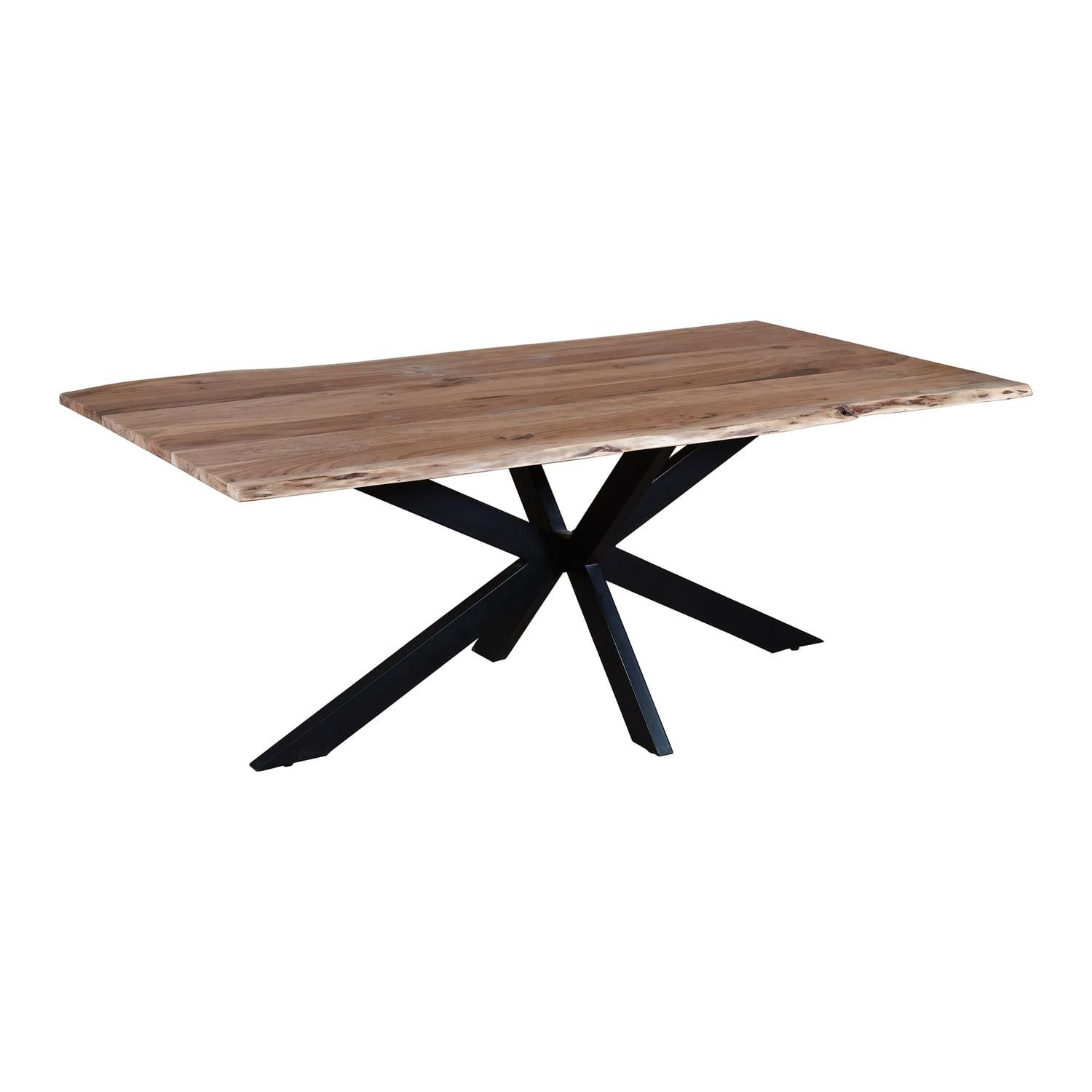 The Urban Port 79" Rectangular Live Edge Top Mango Wood Dining Table Crossed Legs Brown/Black