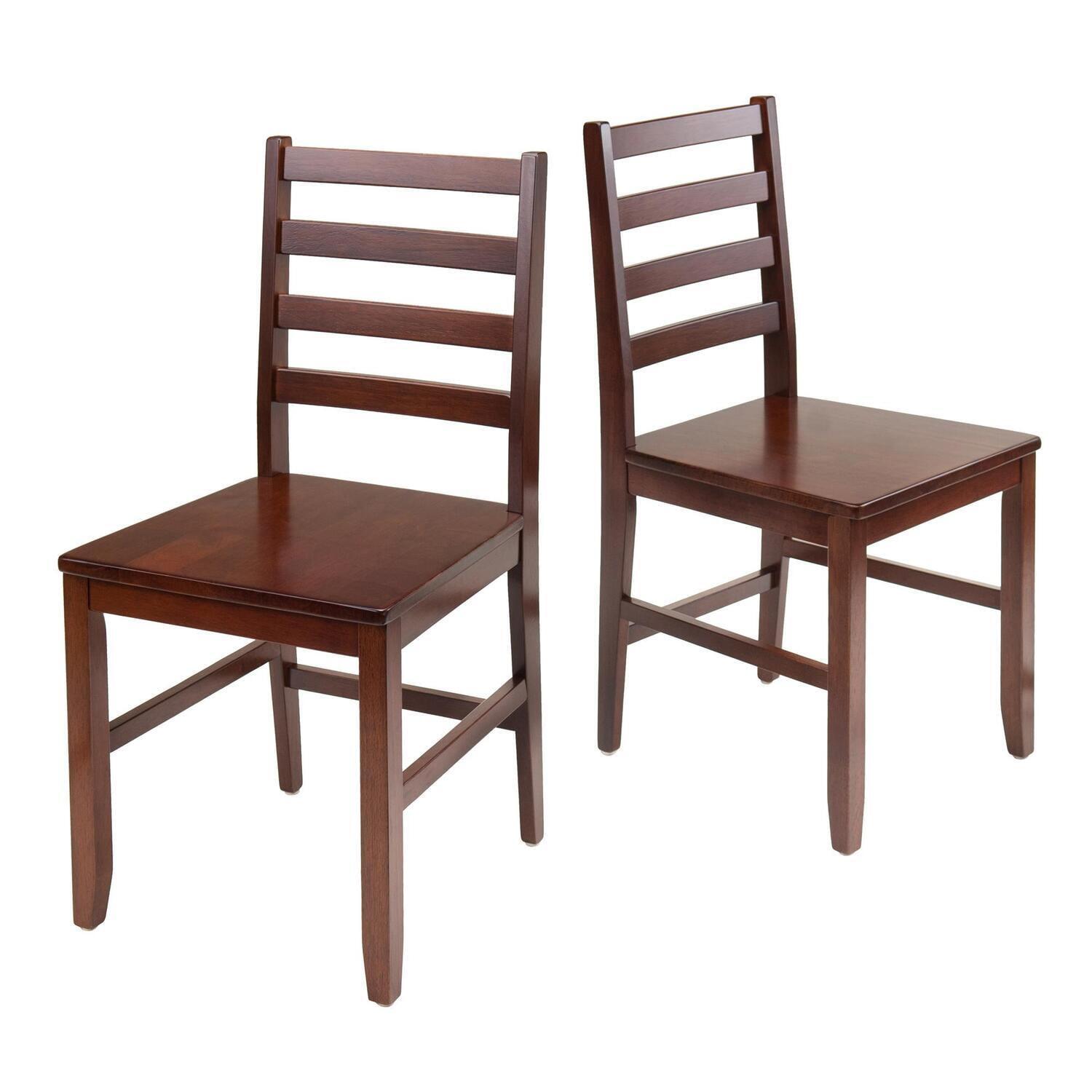 Transitional High Slat Ladderback Side Chair in Rich Walnut