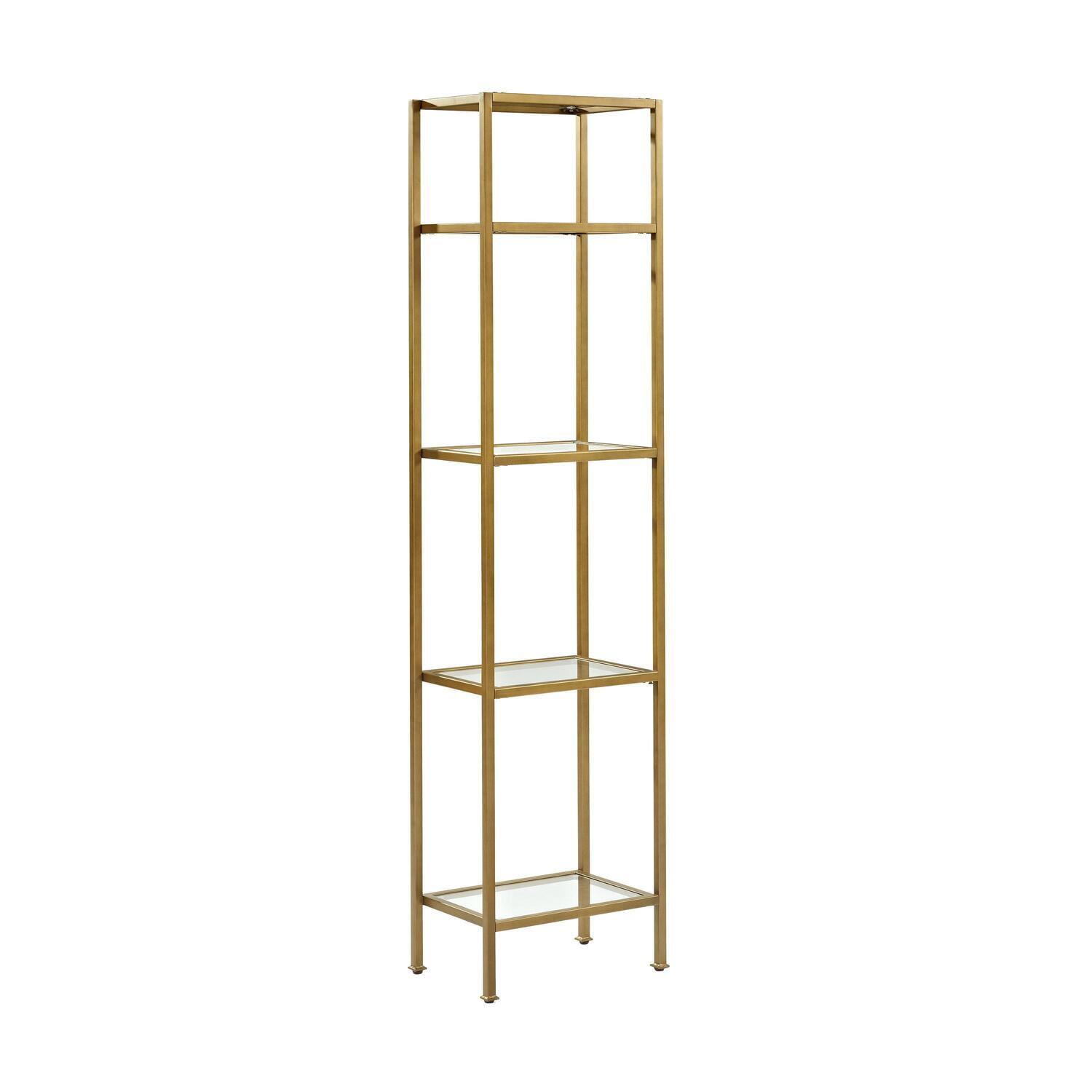 73" 2pc Aimee Narrow Etagere Set Gold - Crosley: Tempered Glass Shelves, Steel Frame, 4-Tier Storage